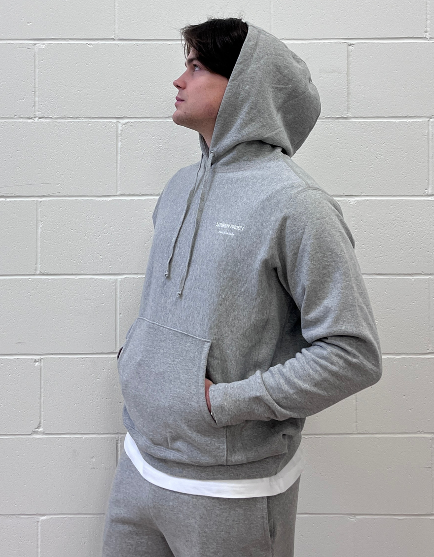 Embroidered Logo Hoodie in Heather Grey