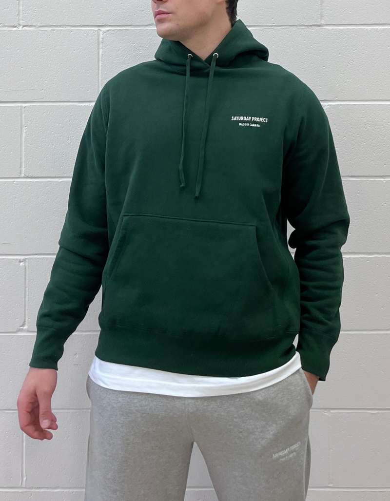 Embroidered Logo Hoodie in Forest Green