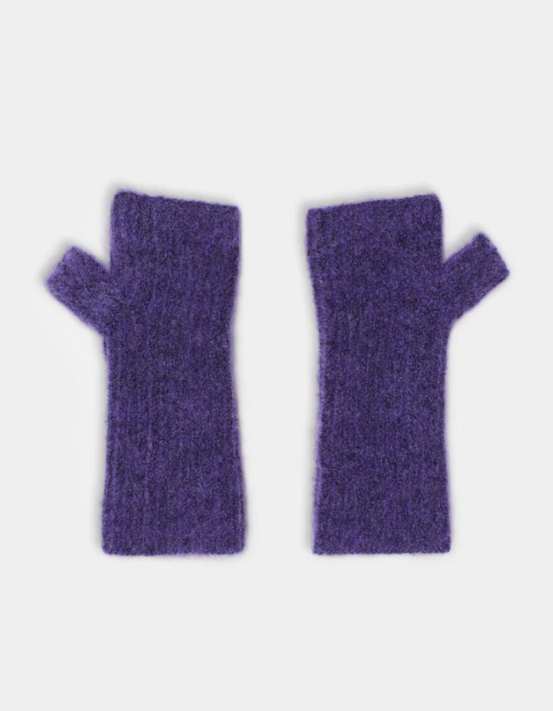 Fluffy Half Mittens in Purple