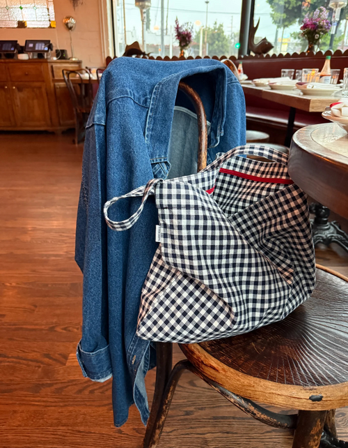 Happy Carry Bag in Navy Gingham