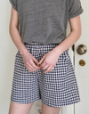 City Shorts in Navy Gingham