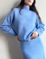 Ina Knit T-Neck in Vista Blue