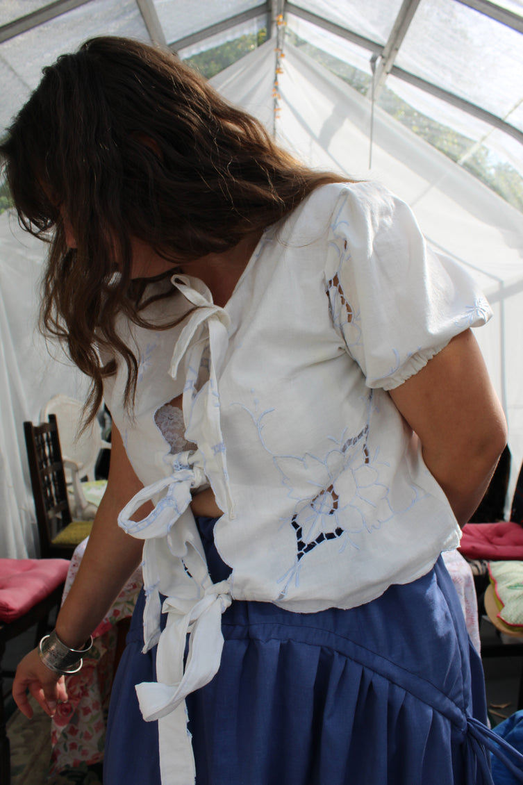 Top No. 1 in Blue Embroidered