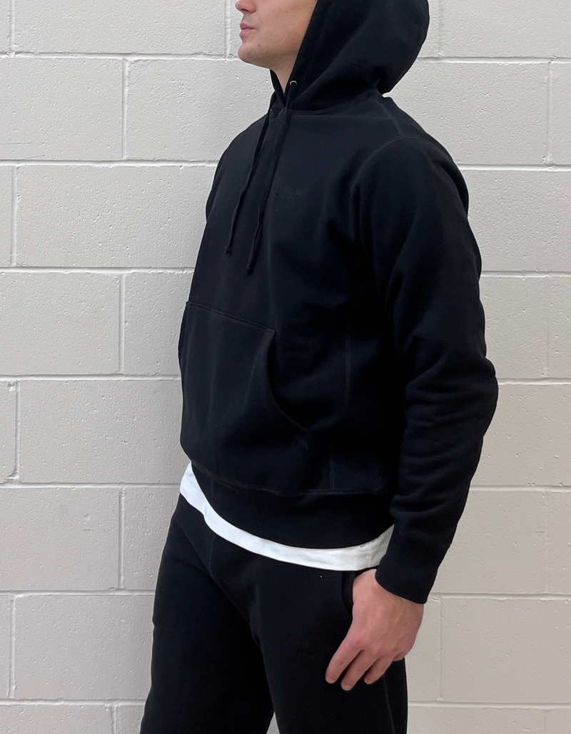 Monochrome Embroidered Everyday Hoodie in Black