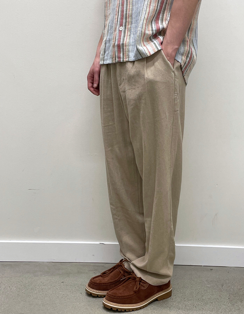 Fubar Linen Pleated Pant in Oatmeal
