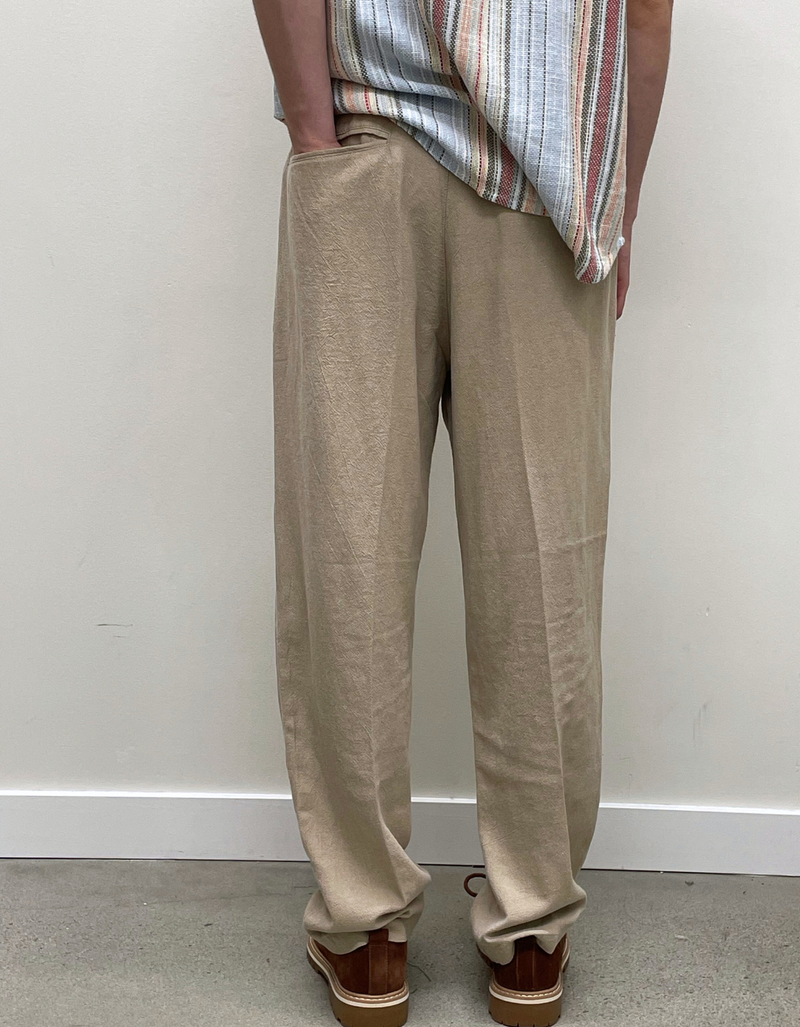 Fubar Linen Pleated Pant in Oatmeal