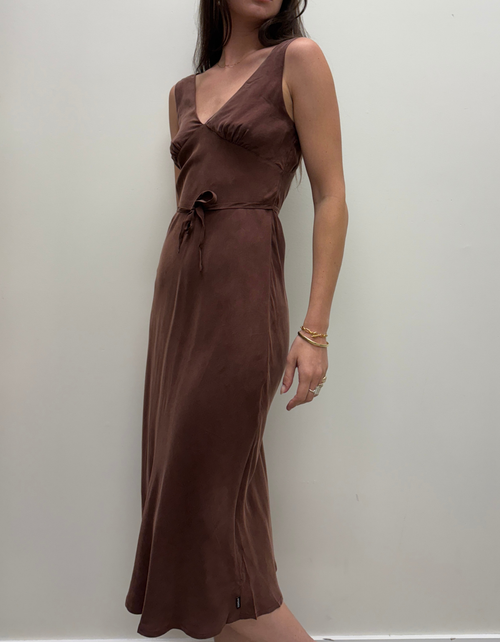 Gia Cupro Maxi Dress in Hazelnut