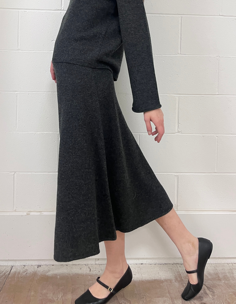 Neva Knit Skirt in Dark Grey Melange