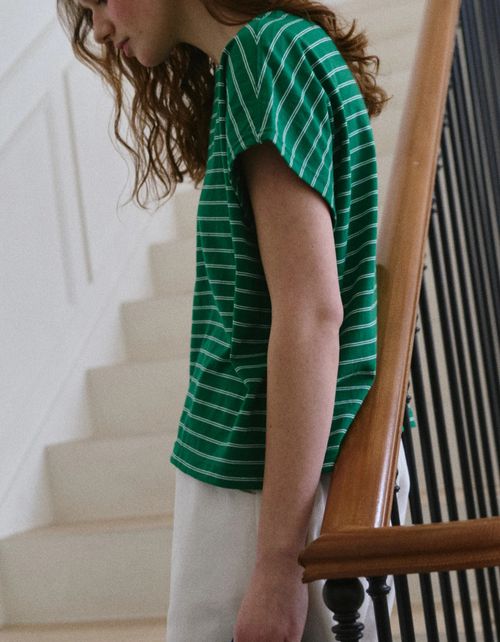 Chérie Tee in Green/White