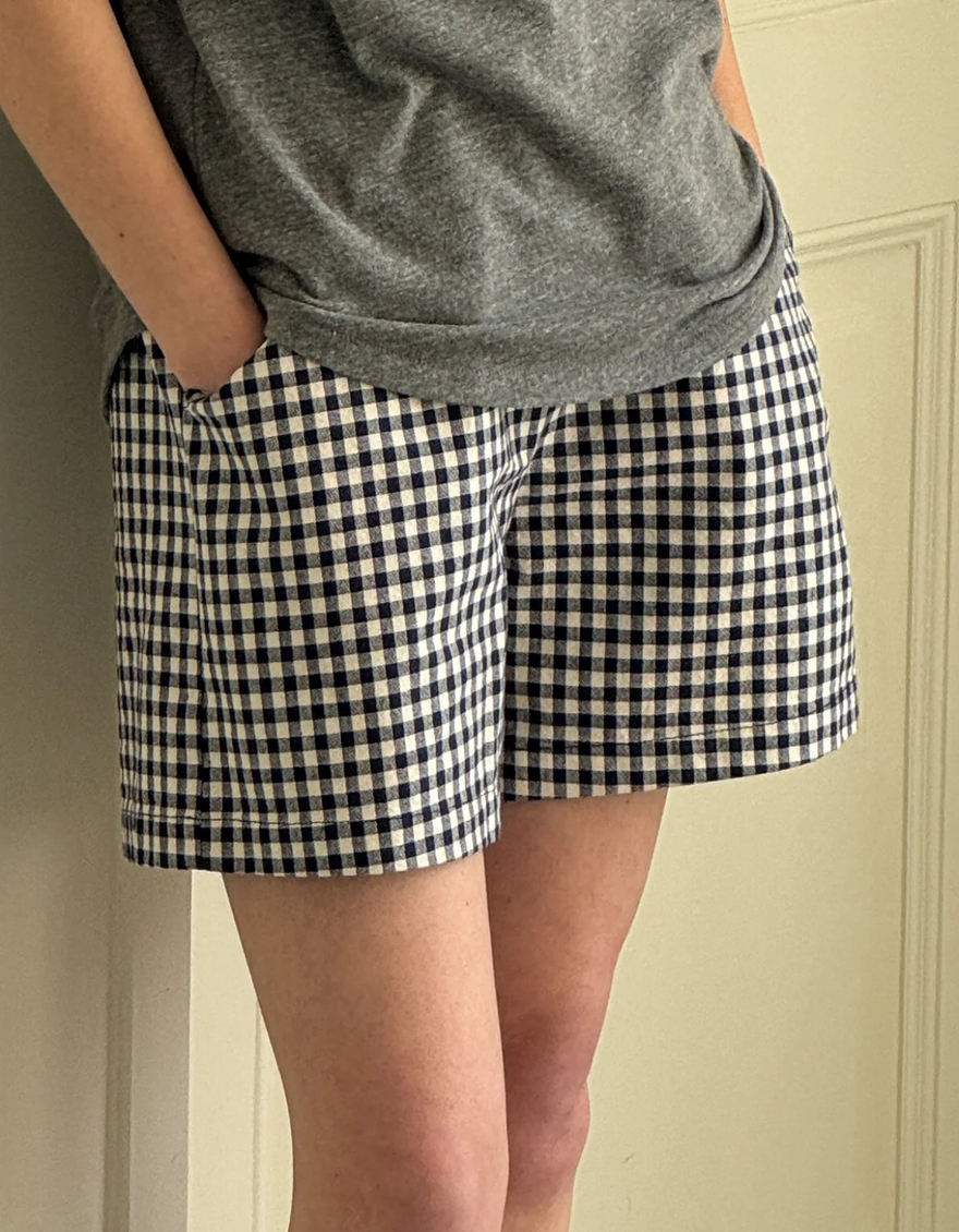 City Shorts in Navy Gingham