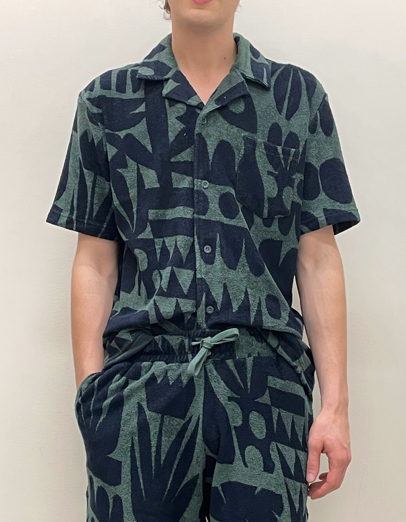 Terry Short Sleeve Cuban Shirt in Dustgreen