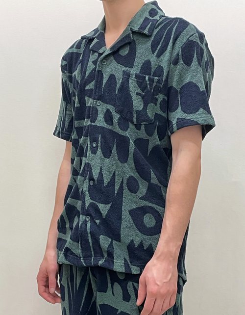 Terry Short Sleeve Cuban Shirt in Dustgreen
