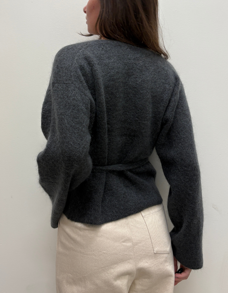 Brook Knit Wrap Cardigan in Volcanic Ash