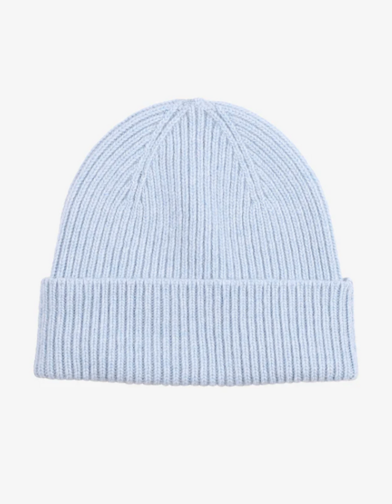 Merino Wool Beanie in Polar Blue