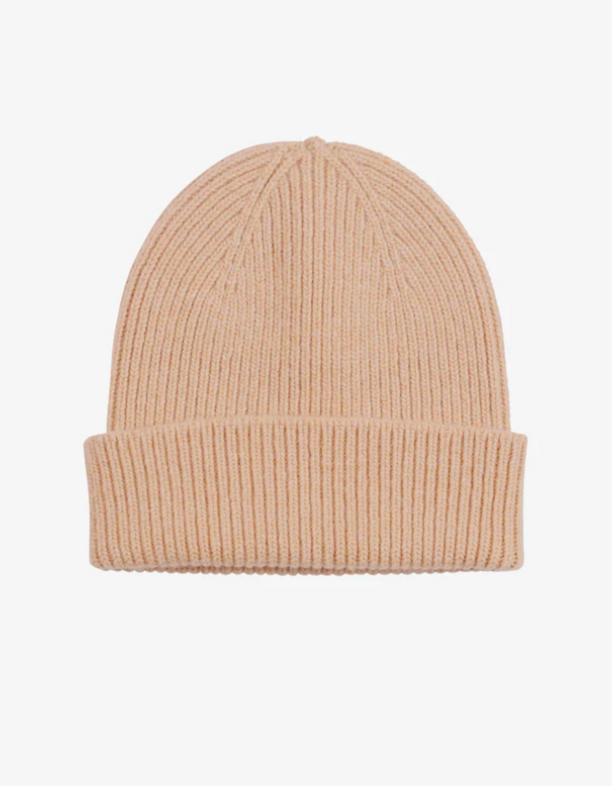 Merino Wool Beanie in Honey Beige