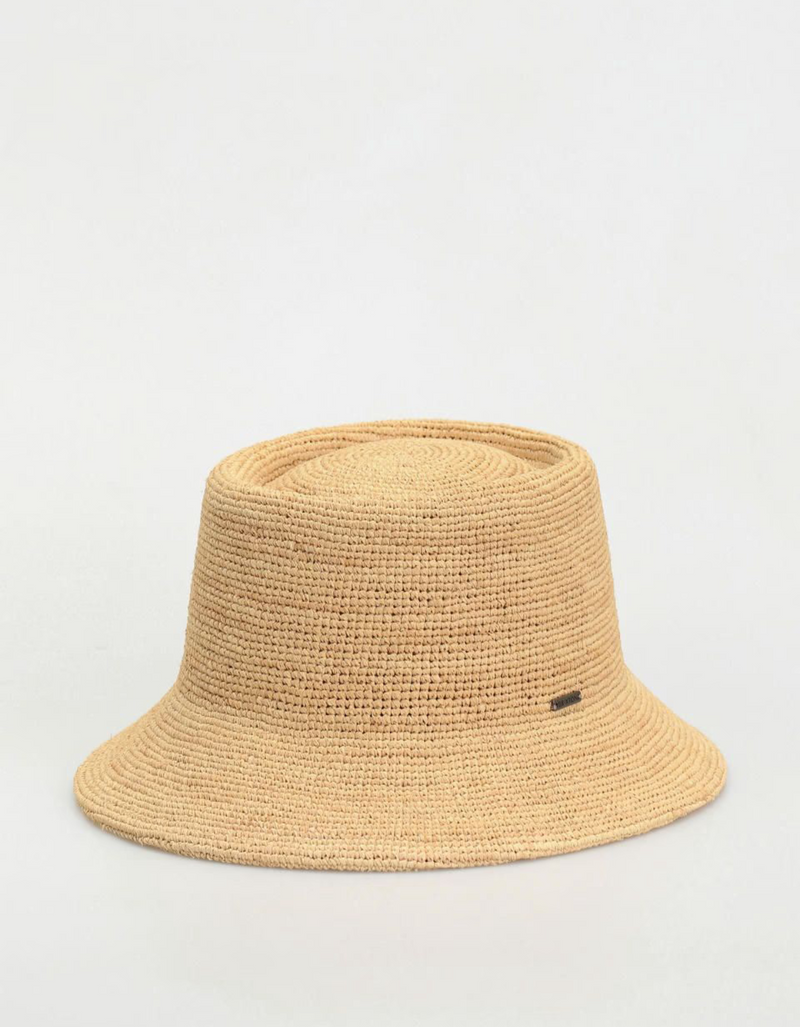 Ellee Straw Bucket Hat in Tan