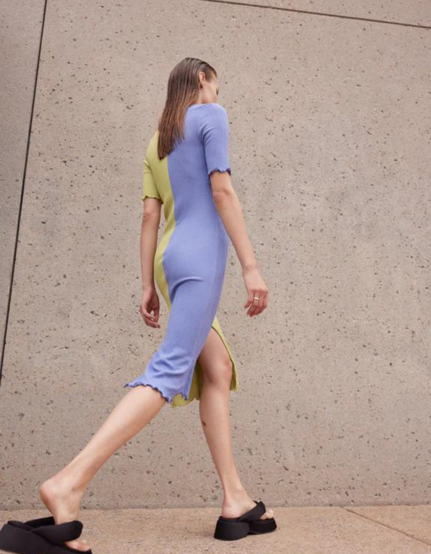 Lugos Dress in Periwinkle/Limette