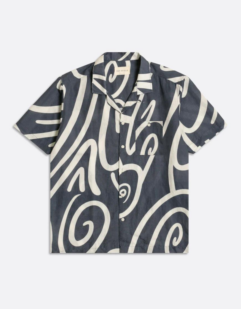 Selleck Shirt in Swirls Print Blue Nights