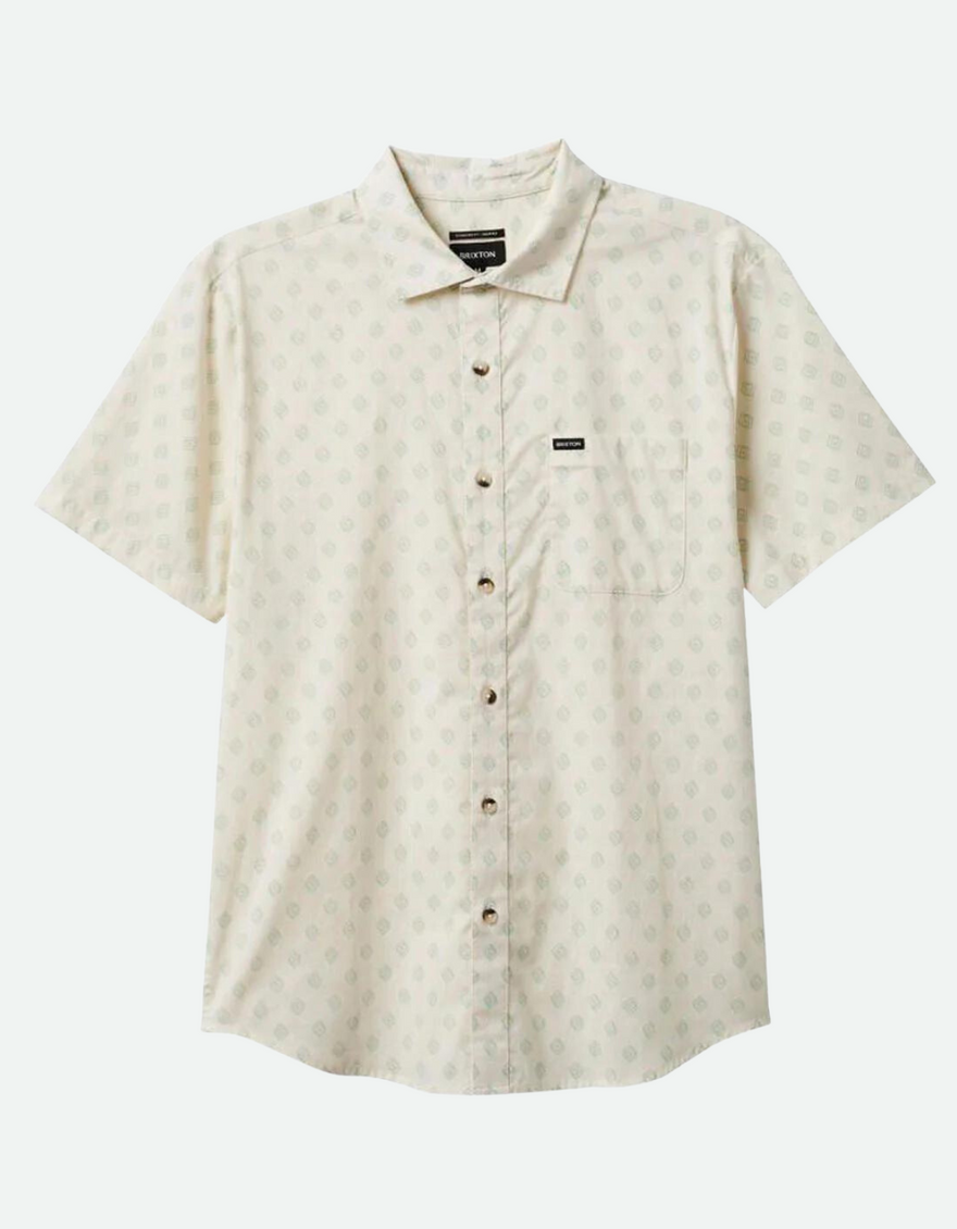 Charter Oxford Shirt in Off White Geo Dot