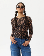 Hazey Mesh Long Sleeve in Black Floral