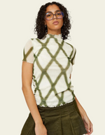 Rio Mesh Mockneck Tee in Jade