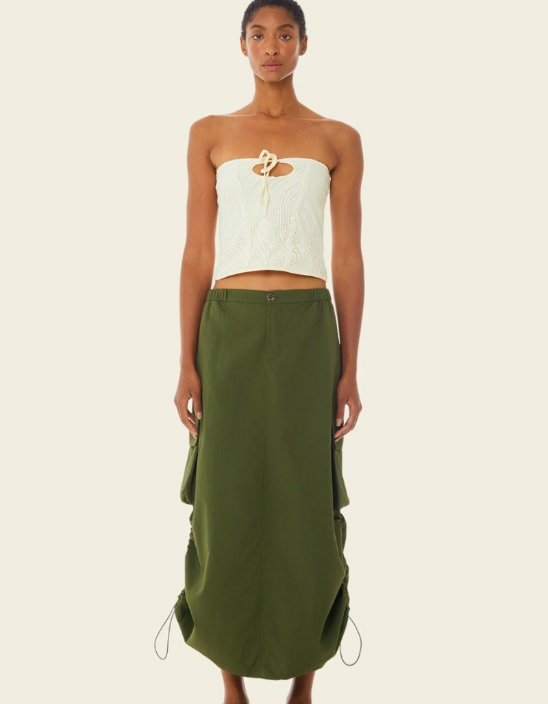 Orion Cargo Midi Skirt in Olive