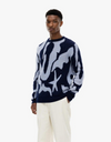Bowie Pullover Graphic Sweater in Navy