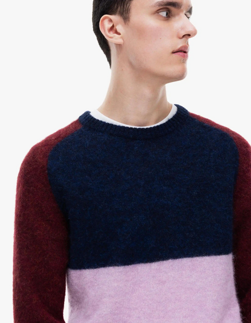 Jack Pullover Colourblocked Sweater in Burgundy
