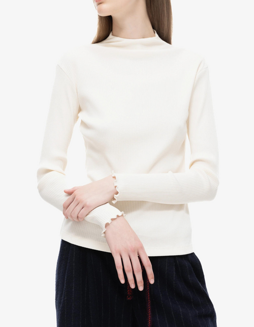 Upside Down Turtle Rib Tee in Ecru