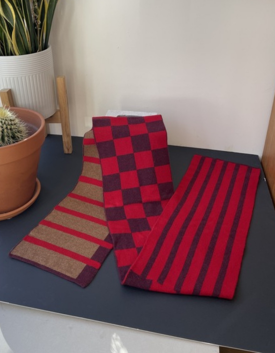 Edouard Striped Scarf in Burgundy