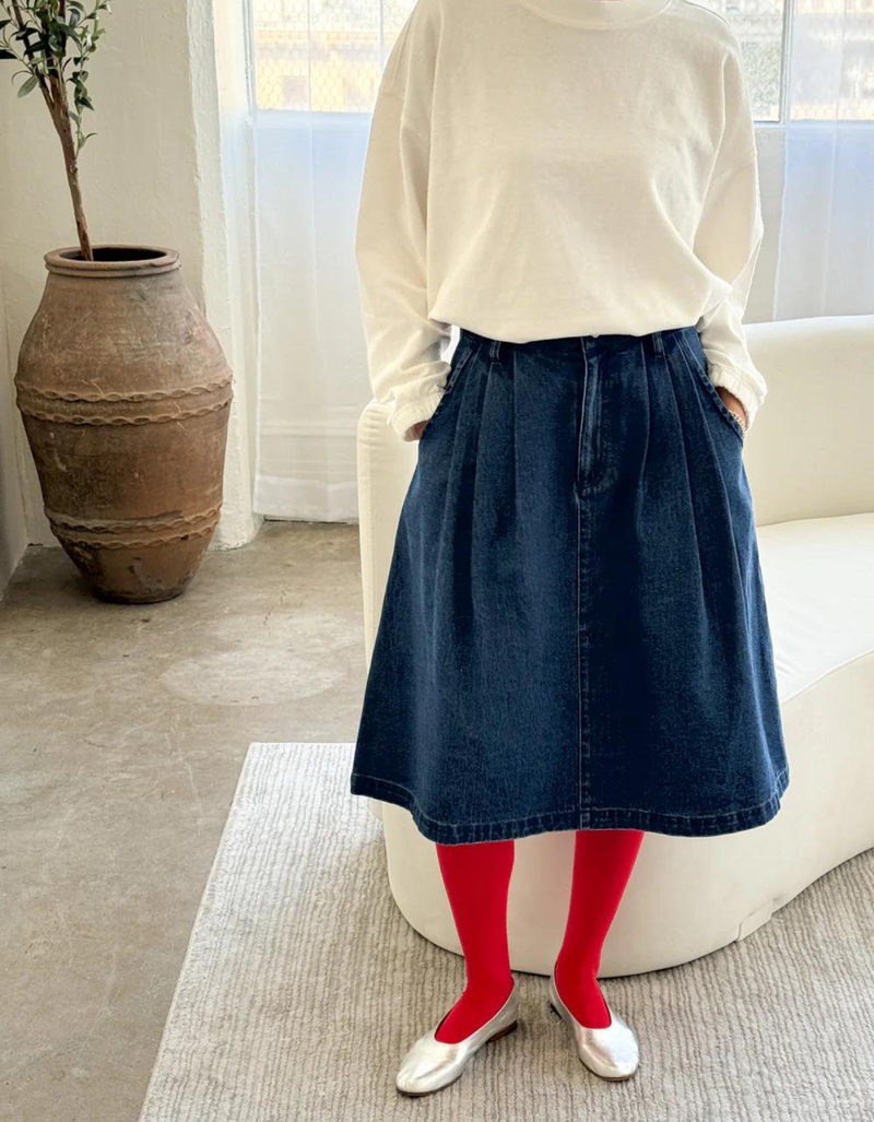 Farm Girl Skirt in Blue Denim