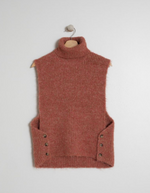 Knitted Turtleneck Vest in Tandori