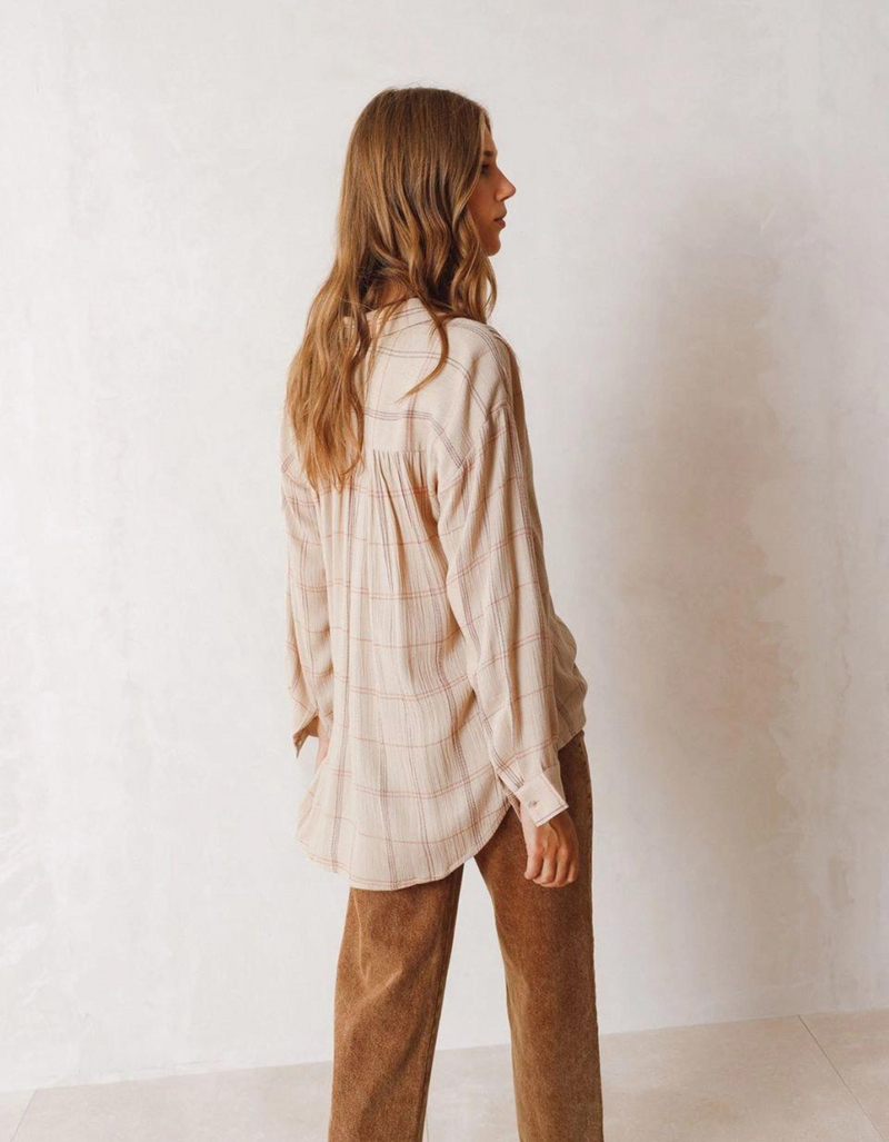 Flowy Checkered Shirt in Crudo