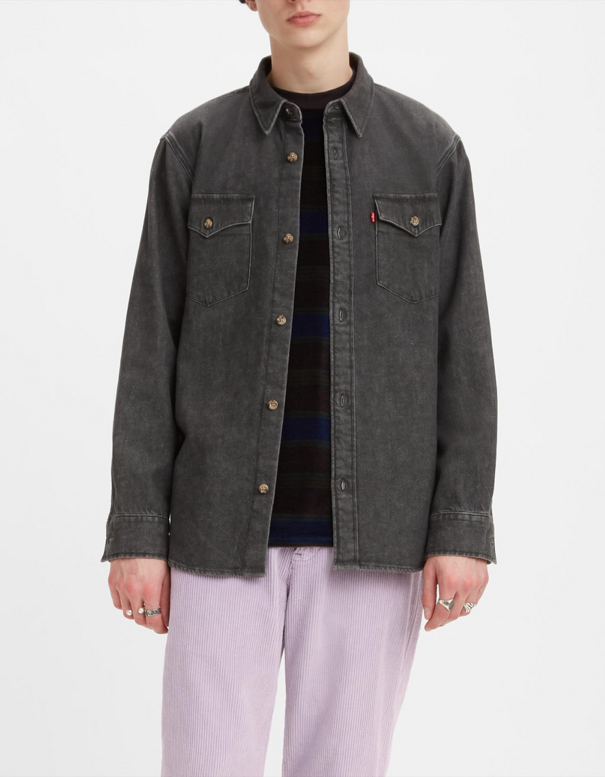 Relaxed Fit Western Shirt in Black Worn In