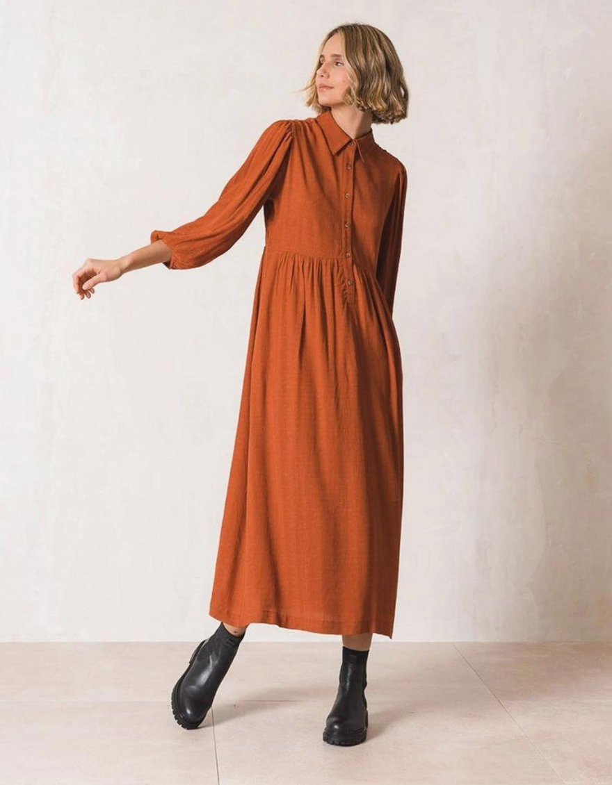 Maxi Shirt Dress in Tandori