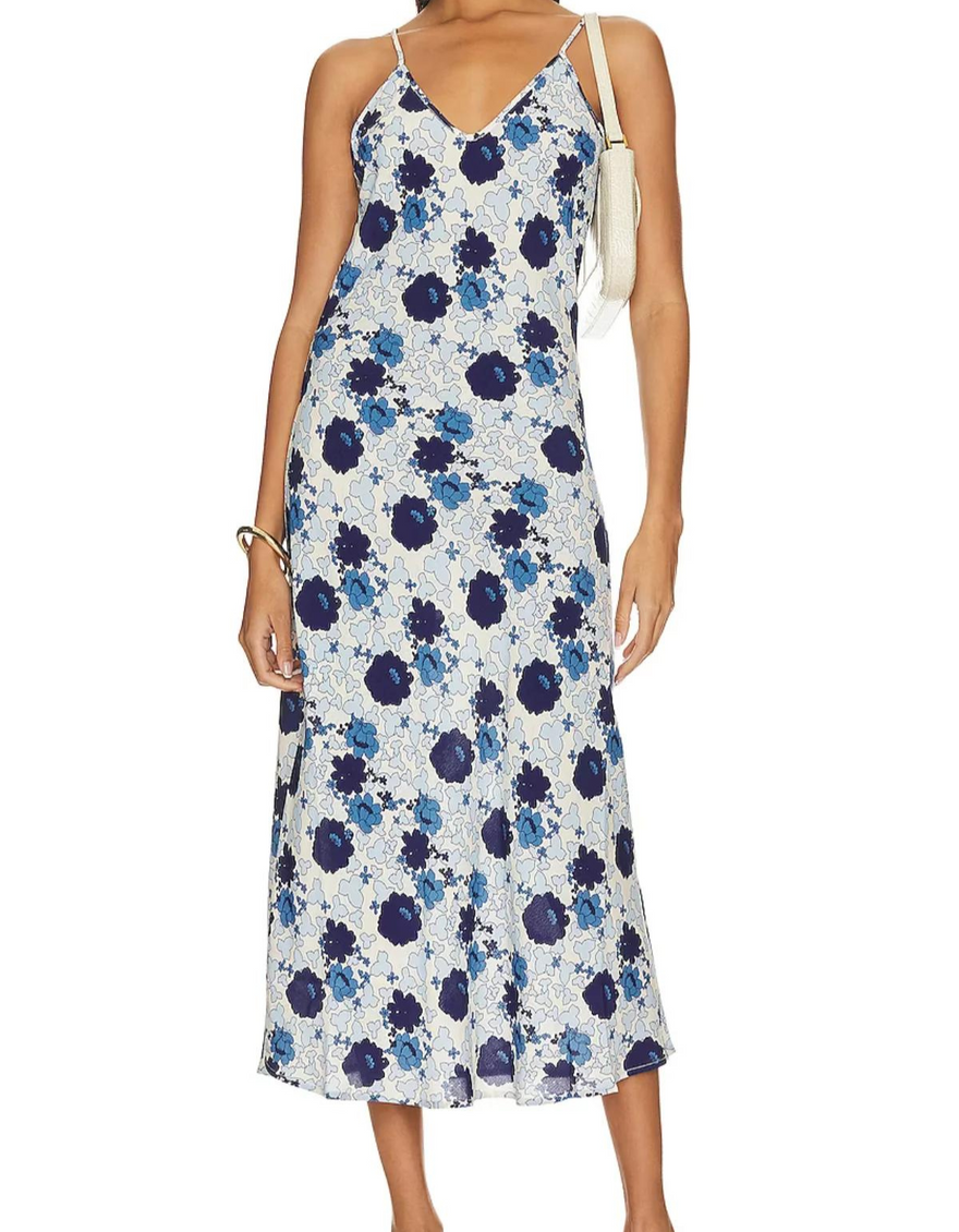 Rambling Floral Margaux Slip Dress in Marine