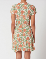 Cleo Rambling Floral Wrap Dress in Apricot