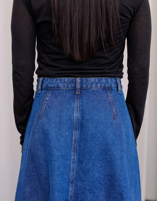 The Bonnie Skirt in Washed Denim