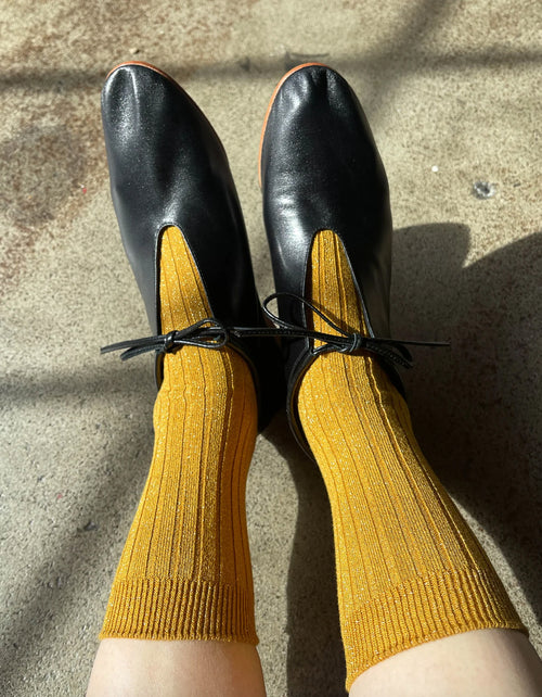 Her Socks Lurex in Mustard Glitter