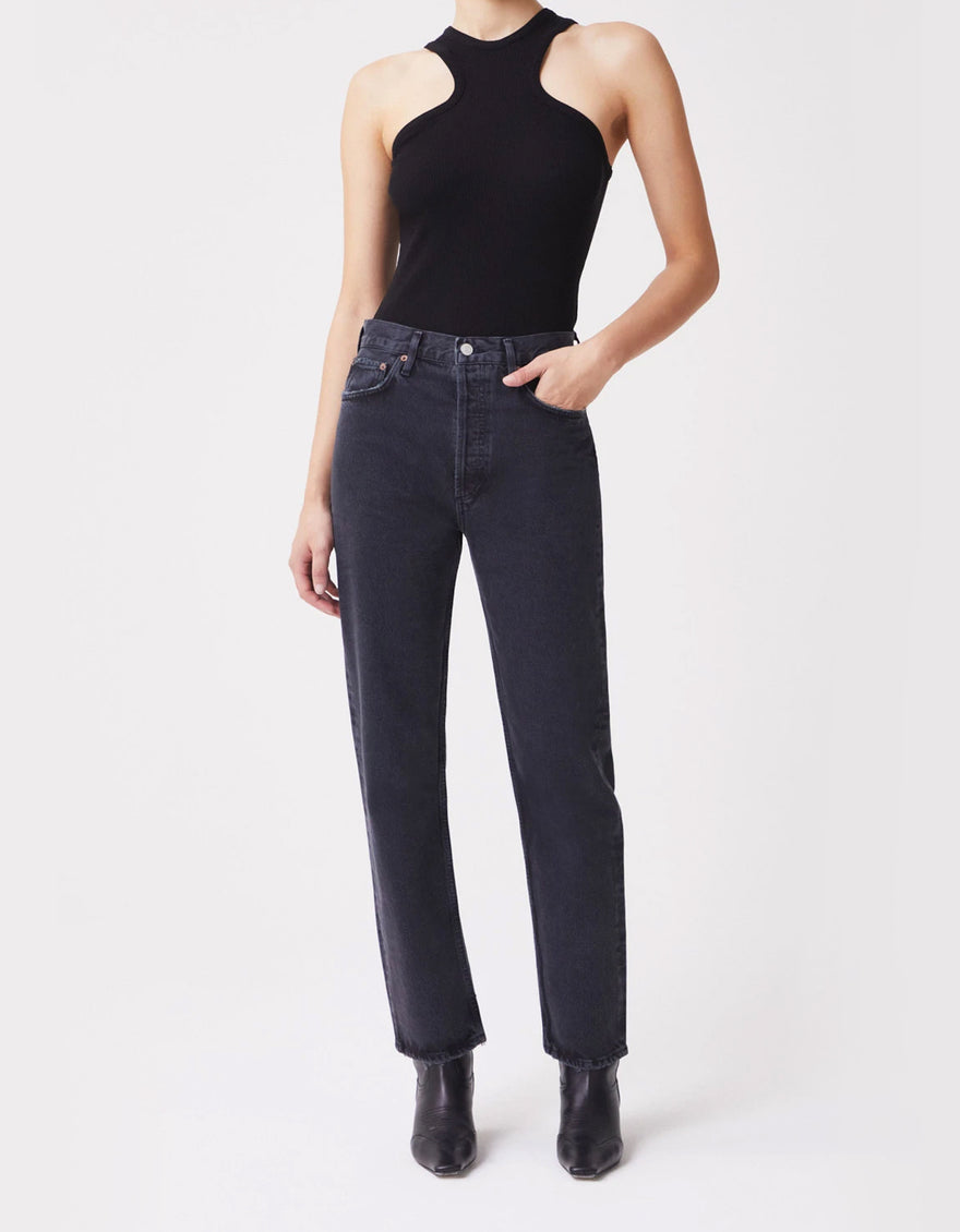 90 s Pinch Waist Jeans in Black Tea Still Life