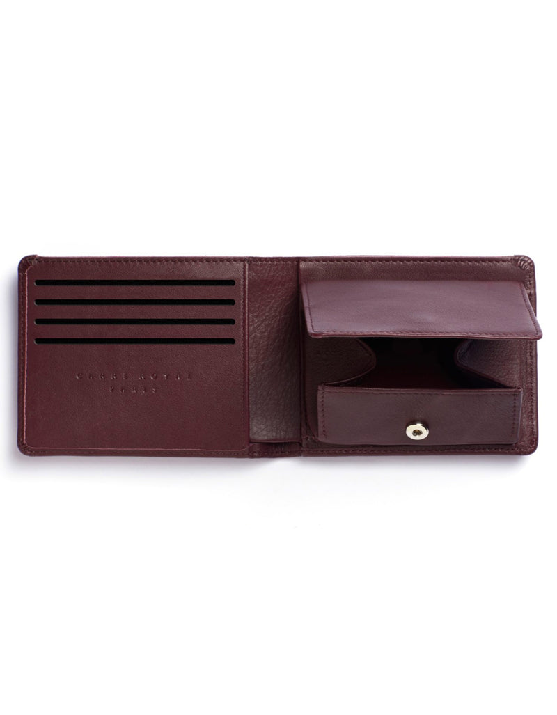 Minimalist Wallet with Coin Pocket in Burgundy