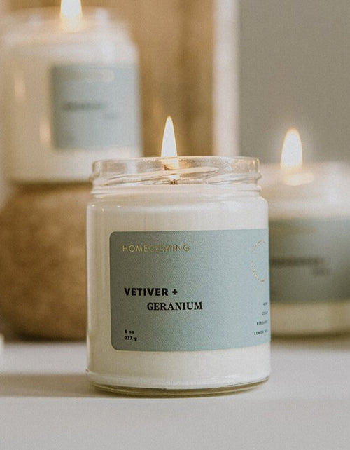 Soy Wax Candle in Vetiver + Geranium