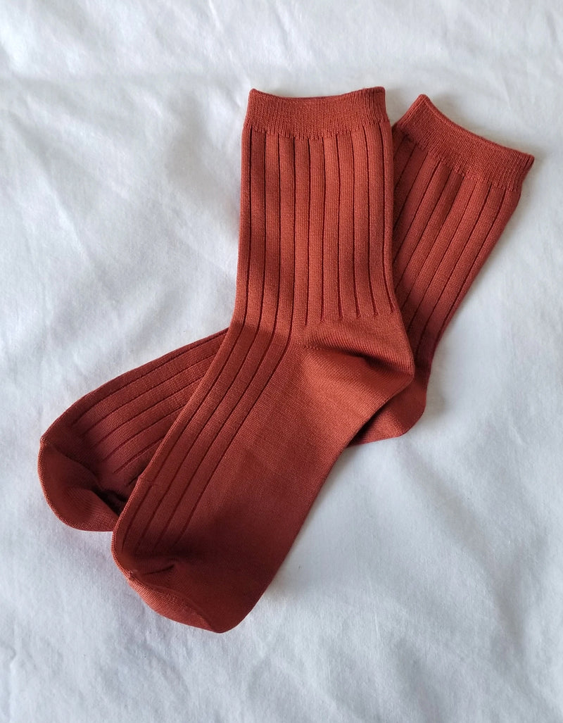 Her Socks in Terracotta