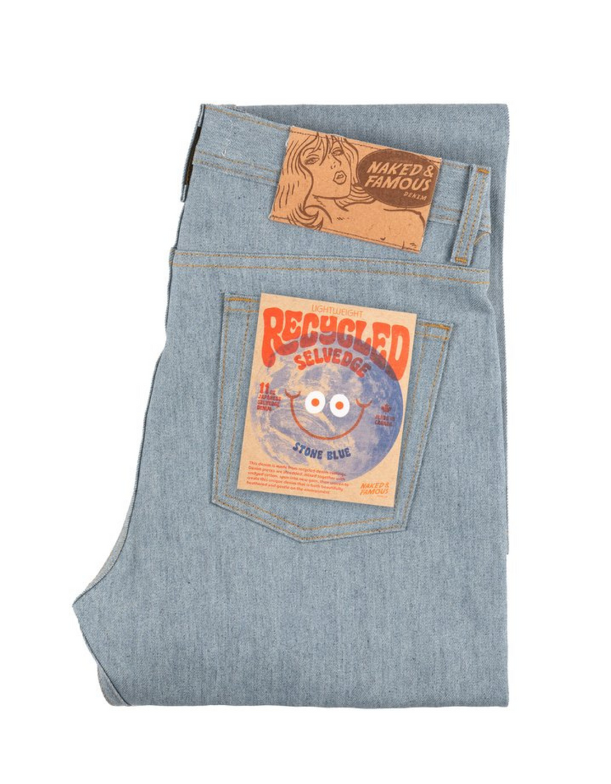 Easy Guy Lightweight Recycled Selvedge Jean in Stone Blue