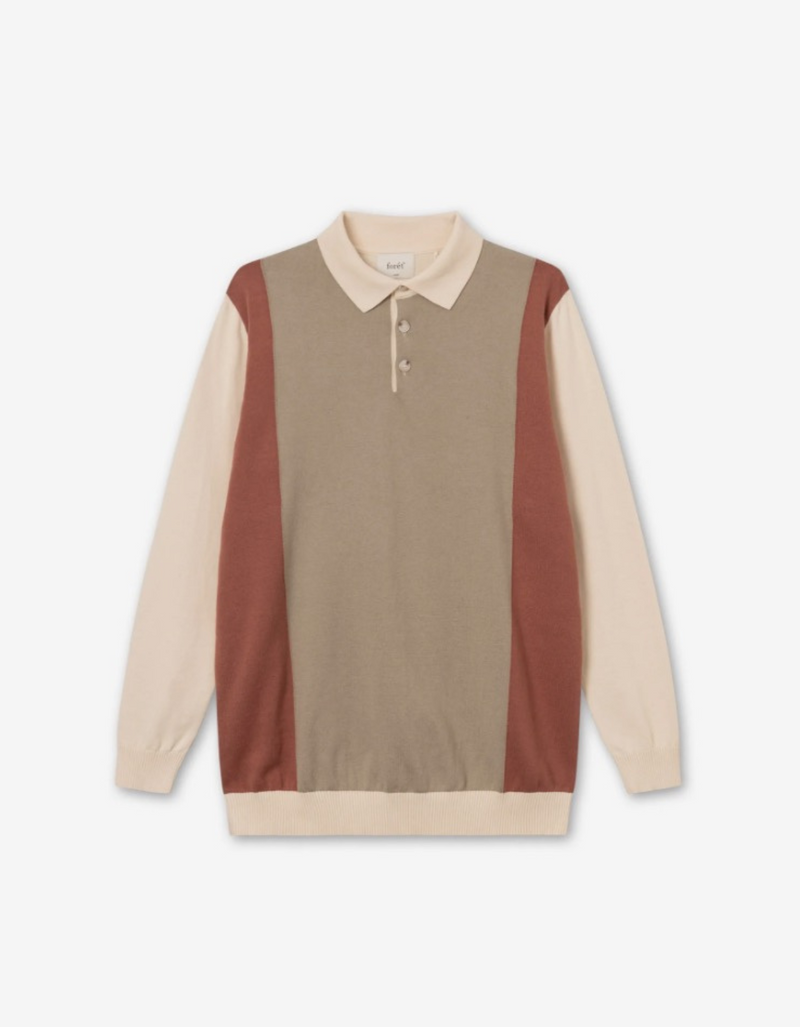 Golf Polo Knit in Cloud/Brick