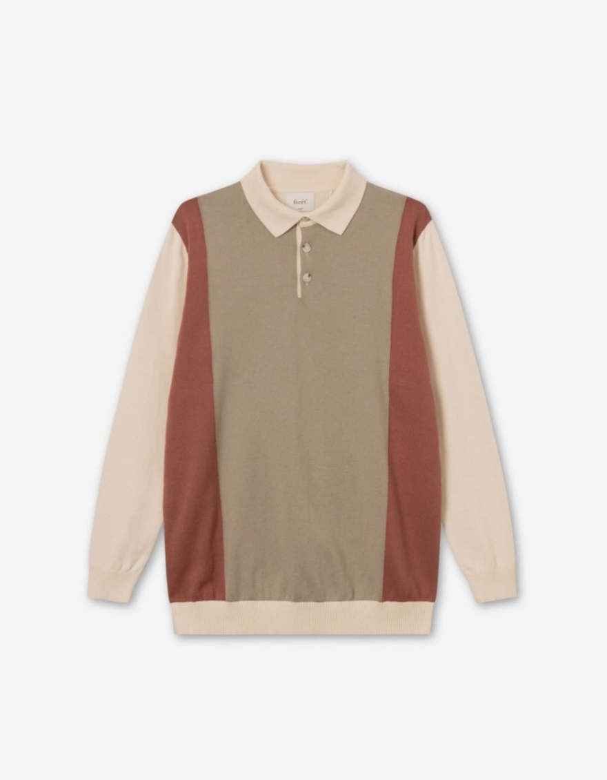 Golf Polo Knit in Cloud/Brick