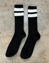 Grandpa Varsity Socks in Black/Sugar Stripe