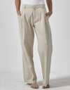 Ivy Mid Rise Pleated Pant in Parchment